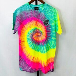 NWT Santa Cruz Tie Dye T-Shirt Size M Only at Tillys Spiral Logo Rainbow